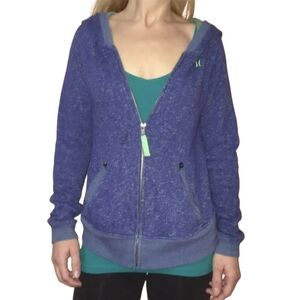 HURLEY Purple Green Full Zip Up Hoodie Hooded Coat Junior Girls Size Medium